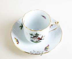 Herend Rothschild Bird Demitasse Cups & Saucers #708 Set of 6 Vintage Hungary