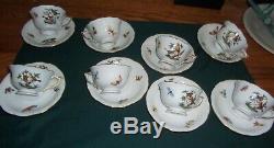 Herend Rothschild Bird Pattern Set of 8 Demitasse Cups/Saucers -beautiful