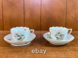 Herend Rothschild Bird coffee / demitasse cups and saucers set of 2, 711/RO