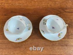 Herend Rothschild Bird coffee / demitasse cups and saucers set of 2, 711/RO