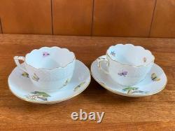 Herend Rothschild Bird coffee / demitasse cups and saucers set of 2, 711/RO