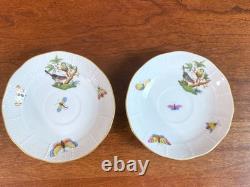 Herend Rothschild Bird coffee / demitasse cups and saucers set of 2, 711/RO