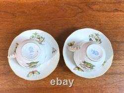 Herend Rothschild Bird coffee / demitasse cups and saucers set of 2, 711/RO