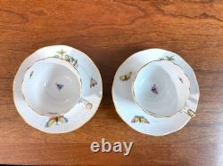 Herend Rothschild Bird coffee / demitasse cups and saucers set of 2, 711/RO