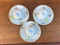 Herend Rothschild Bird coffee / demitasse cups and saucers set of 3, 1709/RO