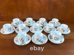 Herend Rothschild Bird demitasse/mocha coffee cups & saucers, set of 8, 1707