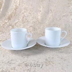 Hermes Aegean Egee Demitasse Cup and Saucer 2 set white Porcelain Tableware