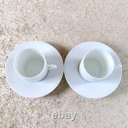 Hermes Aegean Egee Demitasse Cup and Saucer 2 set white Porcelain Tableware