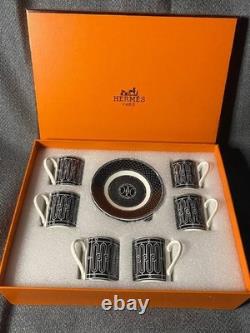 Hermes Black & White Geometric Demitasse 8 Cup and Saucer Set