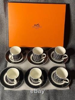 Hermes Black & White Geometric Demitasse 8 Cup and Saucer Set