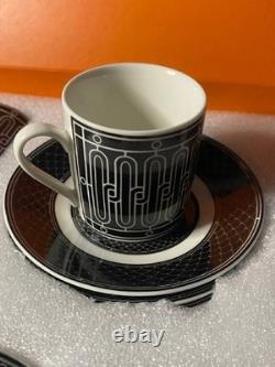 Hermes Black & White Geometric Demitasse 8 Cup and Saucer Set