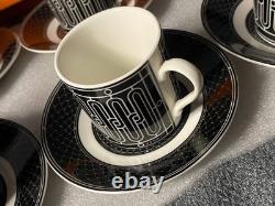 Hermes Black & White Geometric Demitasse 8 Cup and Saucer Set