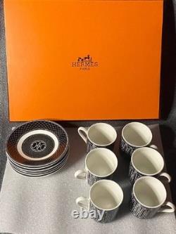 Hermes Black & White Geometric Demitasse 8 Cup and Saucer Set