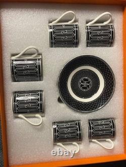 Hermes Black & White Geometric Demitasse 8 Cup and Saucer Set