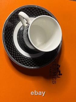 Hermes Black & White Geometric Demitasse 8 Cup and Saucer Set