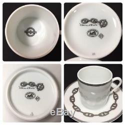 Hermes Chaine D'ancre Demitasse Cup and Saucer 2 set Platinum coffee 150