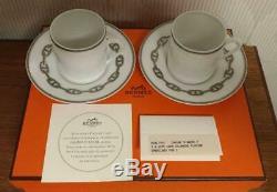 Hermes Chaine D'ancre Demitasse Cup and Saucer Set 2 Platinum Silver coffee M155