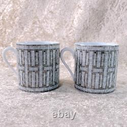 Hermes Demitasse Cup & Saucer Mosaique Au 24 Platinum 2 Sets Tableware withCase