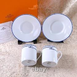 Hermes Demitasse Cup Saucer Rhythm Blue Rythme 2 Sets Porcelain Tableware withBox