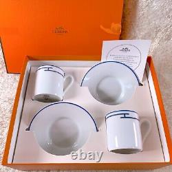 Hermes Demitasse Cup Saucer Rhythm Blue Rythme 2 Sets Porcelain Tableware withBox