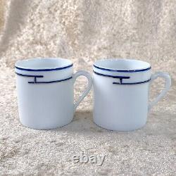 Hermes Demitasse Cup Saucer Rhythm Blue Rythme 2 Sets Porcelain Tableware withBox