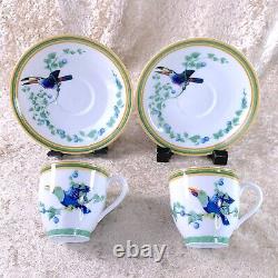 Hermes Demitasse Cup & Saucer Toucans Bird 2 Sets Porcelain Tableware