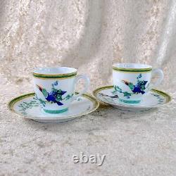 Hermes Demitasse Cup & Saucer Toucans Bird 2 Sets Porcelain Tableware