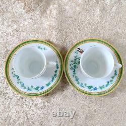 Hermes Demitasse Cup & Saucer Toucans Bird 2 Sets Porcelain Tableware