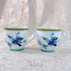 Hermes Demitasse Cup & Saucer Toucans Bird 2 Sets Porcelain Tableware