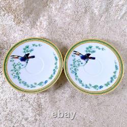 Hermes Demitasse Cup & Saucer Toucans Bird 2 Sets Porcelain Tableware