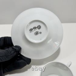 Hermès Espresso Demitasse Cup And Saucer Platinum Chain D'Ancre Set 2PC Auth EUC