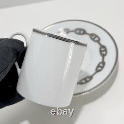 Hermès Espresso Demitasse Cup And Saucer Platinum Chain D'Ancre Set 2PC Auth EUC