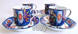 Hermes French Porcelain Demitasse Cups & Saucers in Box Mint Condition