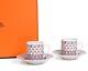 Hermes H Deco Rouge Red Pair Of Demitasse Coffee Cups & Saucers 90ml 41017 Nib