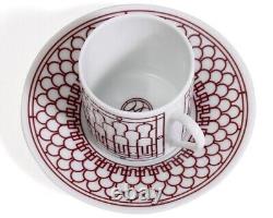 Hermes H Deco Rouge Red Pair of Demitasse Coffee Cups & Saucers 90ml 41017 NIB