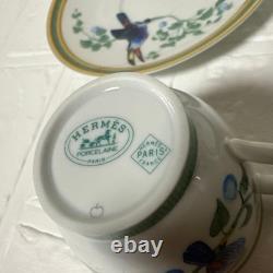 Hermes Pair of Toucan Cups & Saucers Demitasse discontinued Brand New Unused