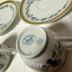 Hermes Pair of Toucan Cups & Saucers Demitasse discontinued Brand New Unused
