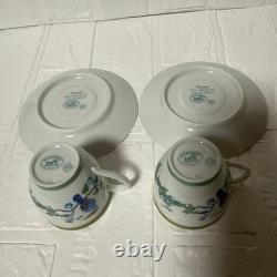 Hermes Pair of Toucan Cups & Saucers Demitasse discontinued Brand New Unused
