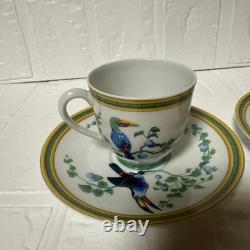 Hermes Pair of Toucan Cups & Saucers Demitasse discontinued Brand New Unused