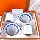 Hermes Paris Demitasse Cup Saucer Chaine D'ancre Blue 2 Sets Tableware With Box