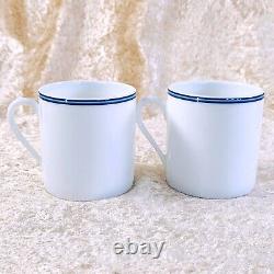 Hermes Paris Demitasse Cup Saucer CHAINE D'ANCRE BLUE 2 Sets Tableware with Box