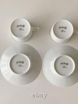 Hermes Paris Demitasse Cup Saucer CHAINE D'ANCRE PLATINUM 2 Sets Tableware