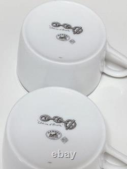 Hermes Paris Demitasse Cup Saucer CHAINE D'ANCRE PLATINUM 2 Sets Tableware