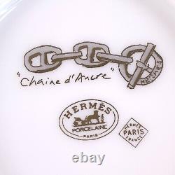 Hermes Paris Demitasse Cup Saucer CHAINE D'ANCRE PLATINUM 2 Sets Tableware withBox