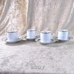 Hermes Paris Demitasse Cup Saucer Chaine d'Ancre Platinum 4 Sets Tableware