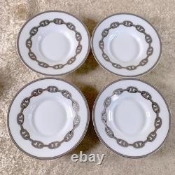 Hermes Paris Demitasse Cup Saucer Chaine d'Ancre Platinum 4 Sets Tableware
