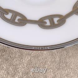 Hermes Paris Demitasse Cup Saucer Chaine d'Ancre Platinum 4 Sets Tableware
