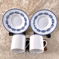 Hermes Paris Demitasse Cup & Saucer Chaine d'Ancre Porcelain Tableware 2 Sets