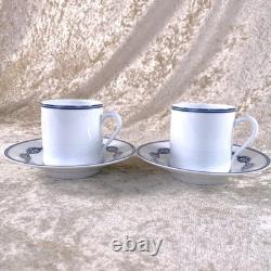 Hermes Paris Demitasse Cup & Saucer Chaine d'Ancre Porcelain Tableware 2 Sets