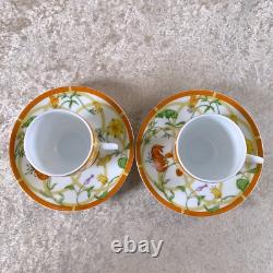 Hermes Paris Demitasse Cup & Saucer La Siesta Porcelain Tableware 2 Sets